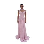 Pink Chiffon A-Line Evening Dress with Scarf CLA73655