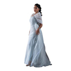 Luxury Blue Beaded Mermaid Evening Dress With Overskirt CLA73664