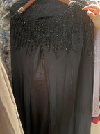 Luxury Green Beaded Cape Long Sleeve Satin Mermaid Dress LA73683