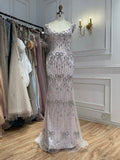 Luxury Pink Crystal Tassel Beaded Bow Mermaid Evening Dress LA73696A