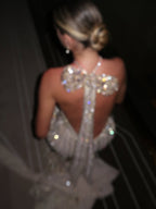 Luxury Gold Halter Crystal Mermaid Evening Dress CLA73687