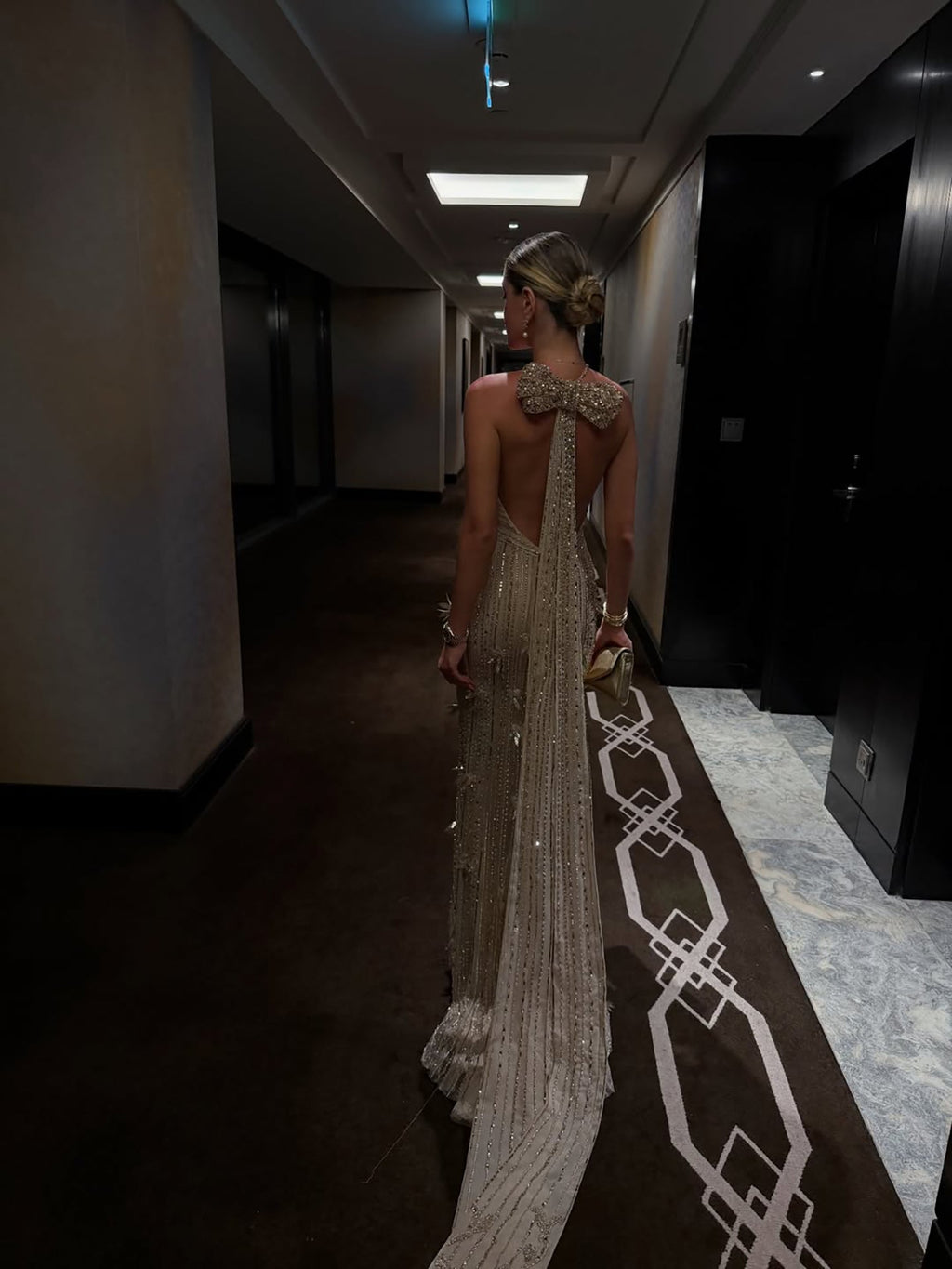 Luxury Gold Halter Crystal Mermaid Evening Dress CLA73687