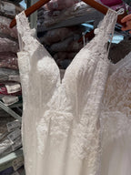 Luxury White V Neck See Through Lace Mermaid Dress LA73690