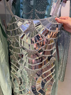 Luxury Silver Mirror Crystal Mermaid Evening Dress CLA73693