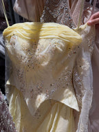 Arabic Yellow Simple Ruffle Off Shoulder Mermaid Evening Dress Elegant For Women Wedding Occasion CLA73695