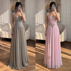 Elegant Caramel Beaded Chiffon A Line Sweetheart Evening Dress CLA73698