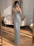 Luxury Gold Beaded Mermaid Evening Dress CLA73733
