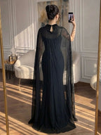 Luxury Black Wine Red Beaded Mermaid Evening Dress LA73743