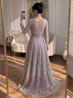 Luxury Pink Beaded A Line Evening Dress LA73744