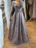 Luxury Pink Beaded A Line Evening Dress LA73744