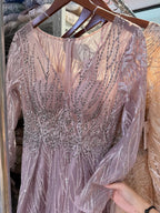 Luxury Pink Beaded A Line Evening Dress LA73744