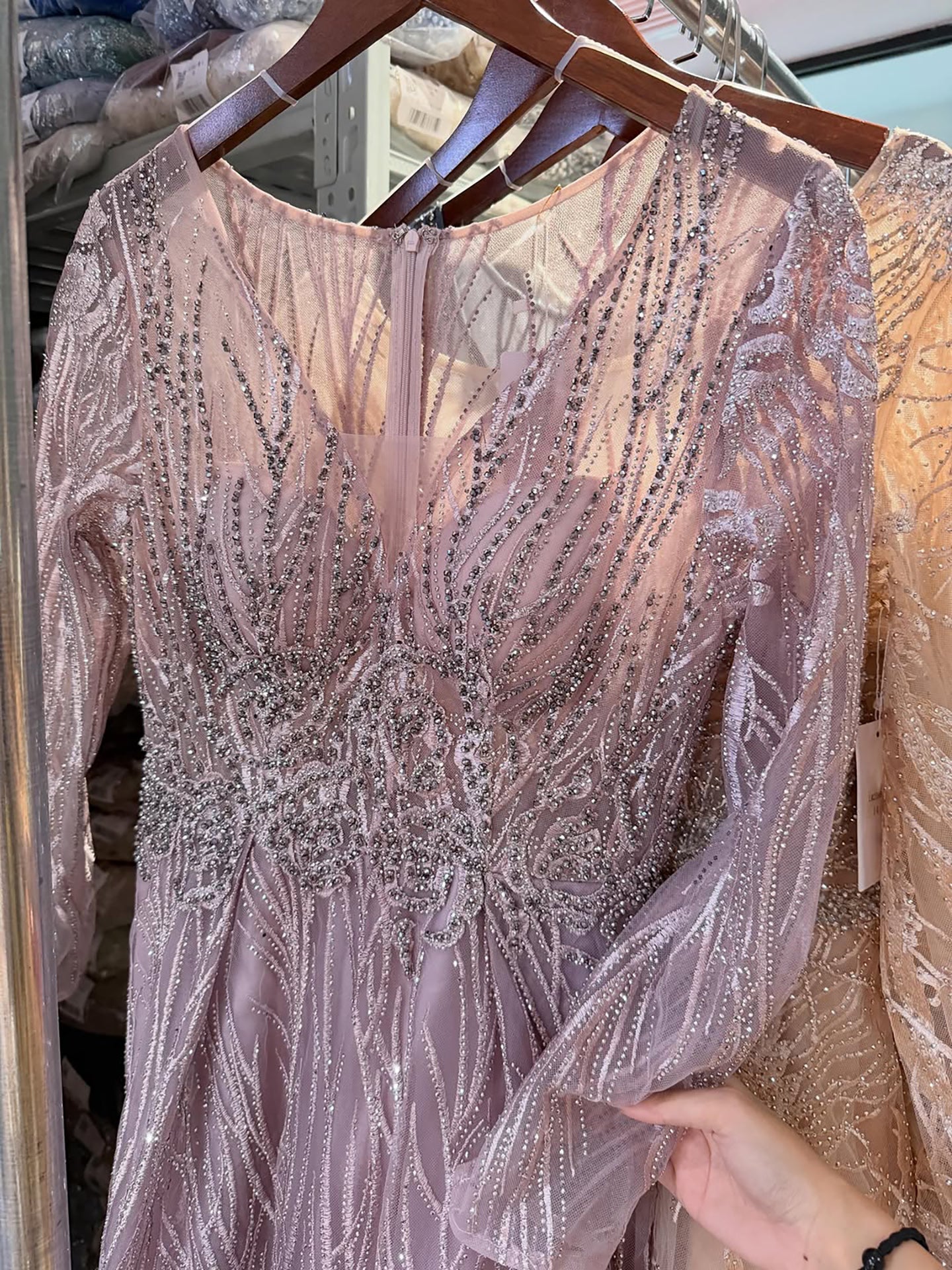 Luxury Pink Beaded A Line Evening Dress LA73744