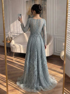 Luxury Pink Beaded A Line Evening Dress LA73744