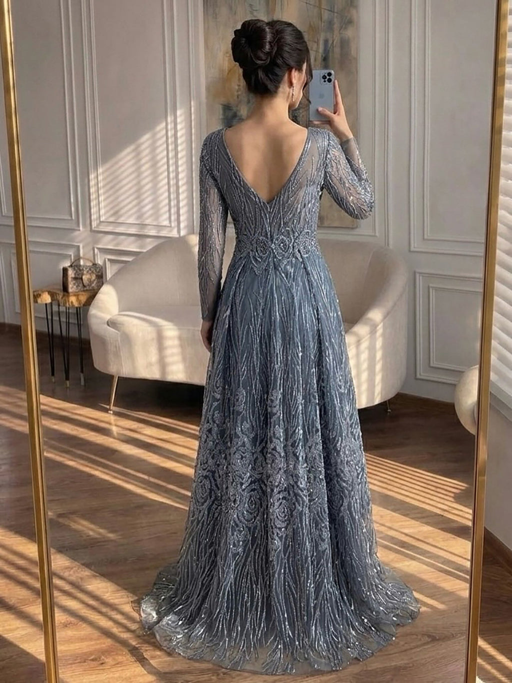 Luxury Pink Beaded A Line Evening Dress LA73744