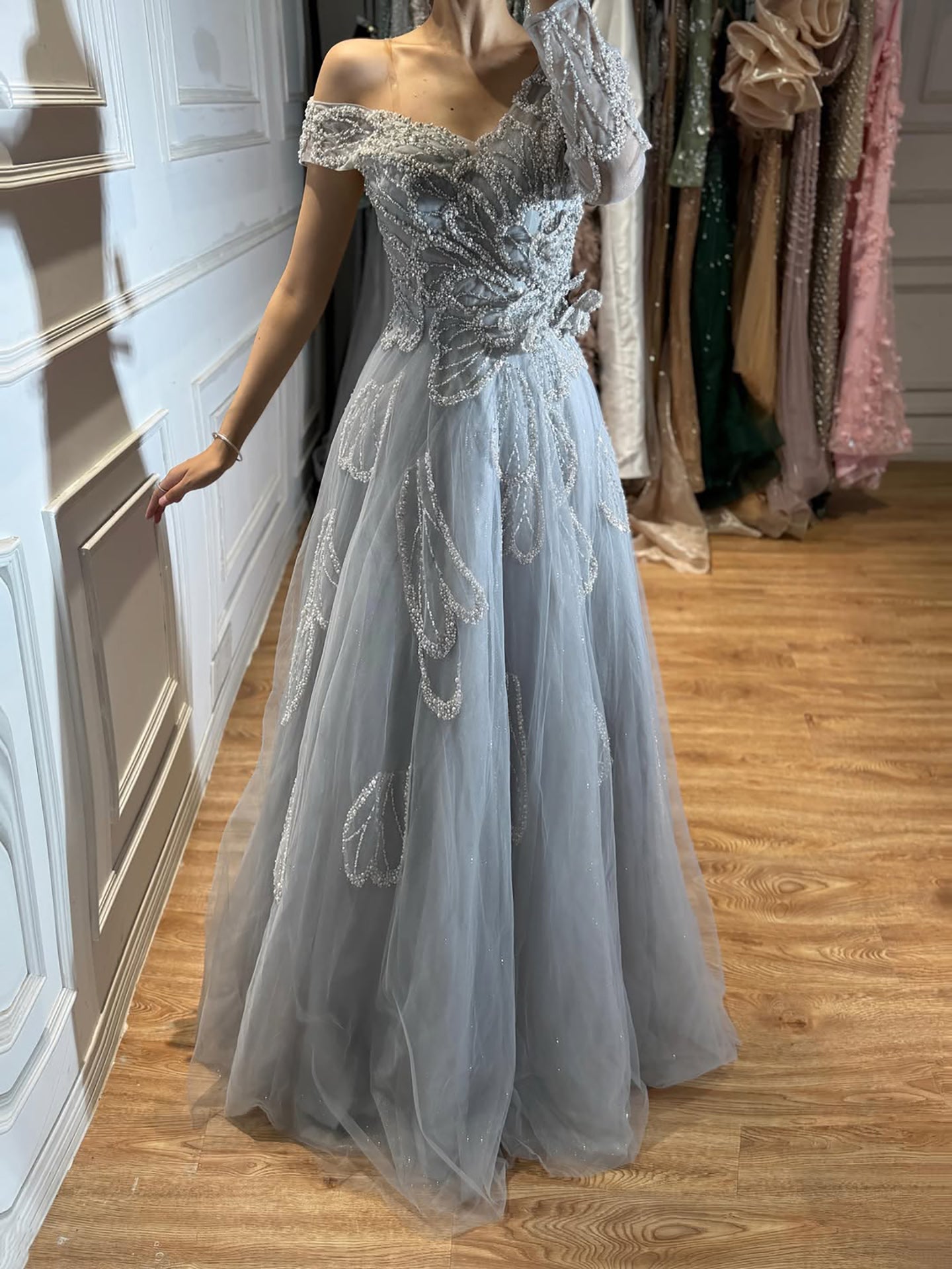Luxury Pink Beaded One Shoulder A Line Evening Dress LA73746