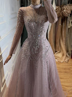 Luxury Turquoise Crystal Beaded Evening Dress LA73752