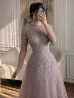 Luxury Turquoise Crystal Beaded Evening Dress LA73752