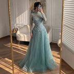 Luxury Turquoise Crystal Beaded Evening Dress LA73752