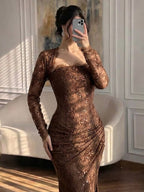 Luxury Blue Lace Beaded Mermaid Gown LA73769