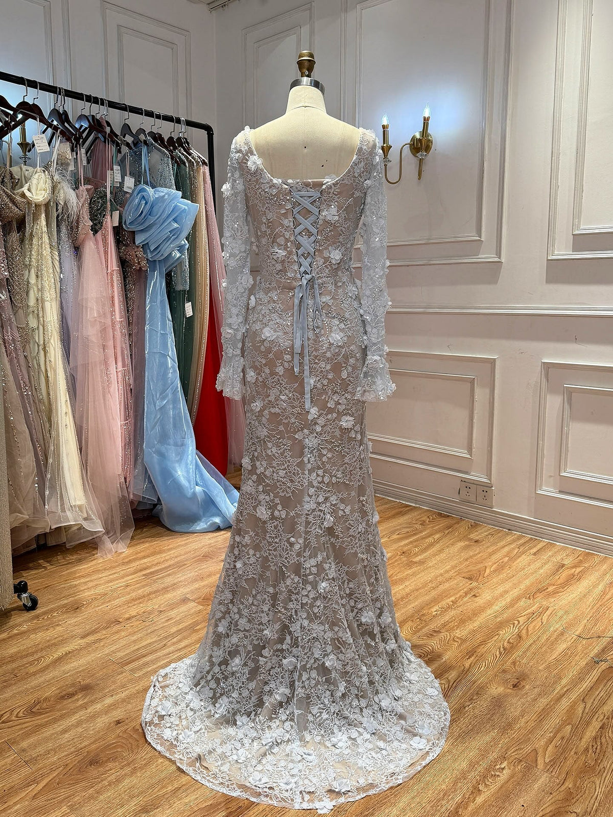 Luxury Pink 3D Floral Beaded Mermaid Gown CLA73774