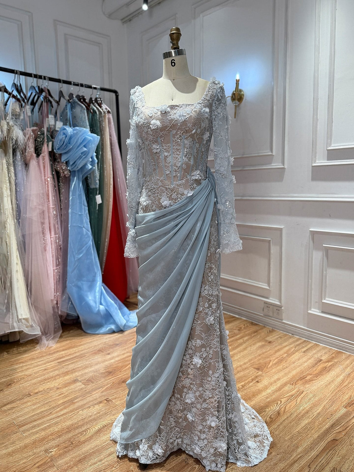 Luxury Pink 3D Floral Beaded Mermaid Gown CLA73774