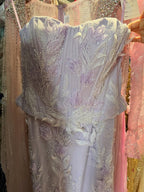 Luxury Lilac Strapless Beaded Peplum Mermaid Evening Dress LA73776