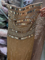 Luxury Gold Crystal Beaded Strapless Tassel Evening Dress LA73785