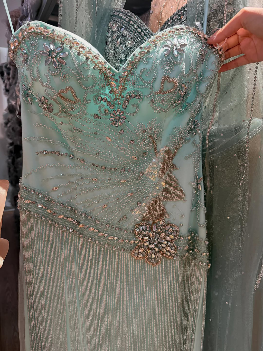 Arabic Tiffany Luxury Beaded Tassels Sweetheart Strapless Mermaid Evening Dress CLA73800