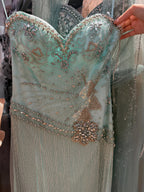 Arabic Tiffany Luxury Beaded Tassels Sweetheart Strapless Mermaid Evening Dress CLA73800