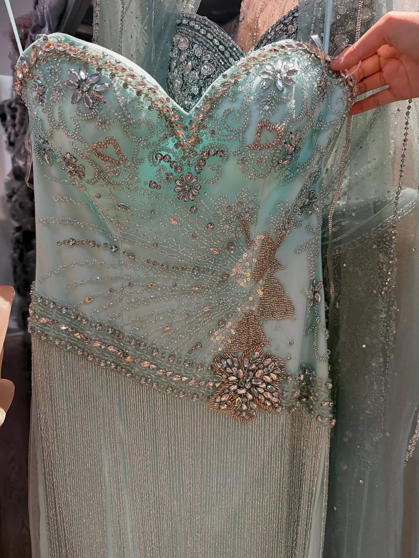Arabic Tiffany Luxury Beaded Tassels Sweetheart Strapless Mermaid Evening Dress CLA73800