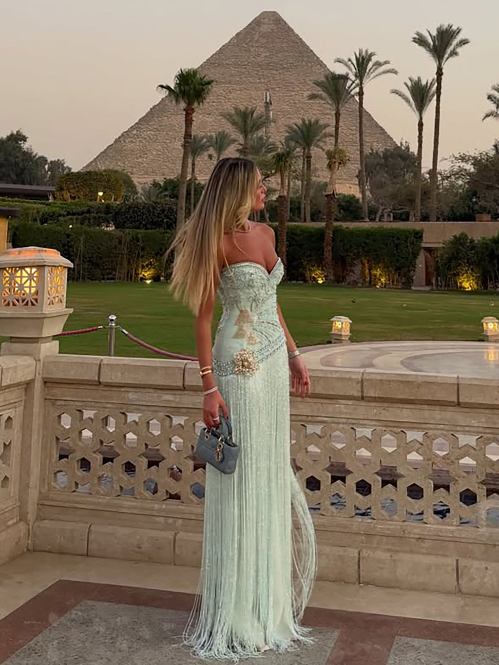 Luxury Sage Green Sweetheart Beaded Fringe Evening Dress LA73800