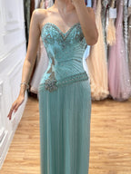 Arabic Tiffany Luxury Beaded Tassels Sweetheart Strapless Mermaid Evening Dress CLA73800