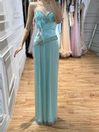 Arabic Tiffany Luxury Beaded Tassels Sweetheart Strapless Mermaid Evening Dress CLA73800
