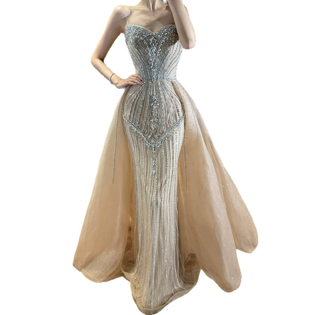 Luxury Nude Sweetheart Baroque Beaded Fitted Mermaid Dress LA73831