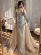Luxury Nude Sweetheart Baroque Beaded Fitted Mermaid Dress LA73831
