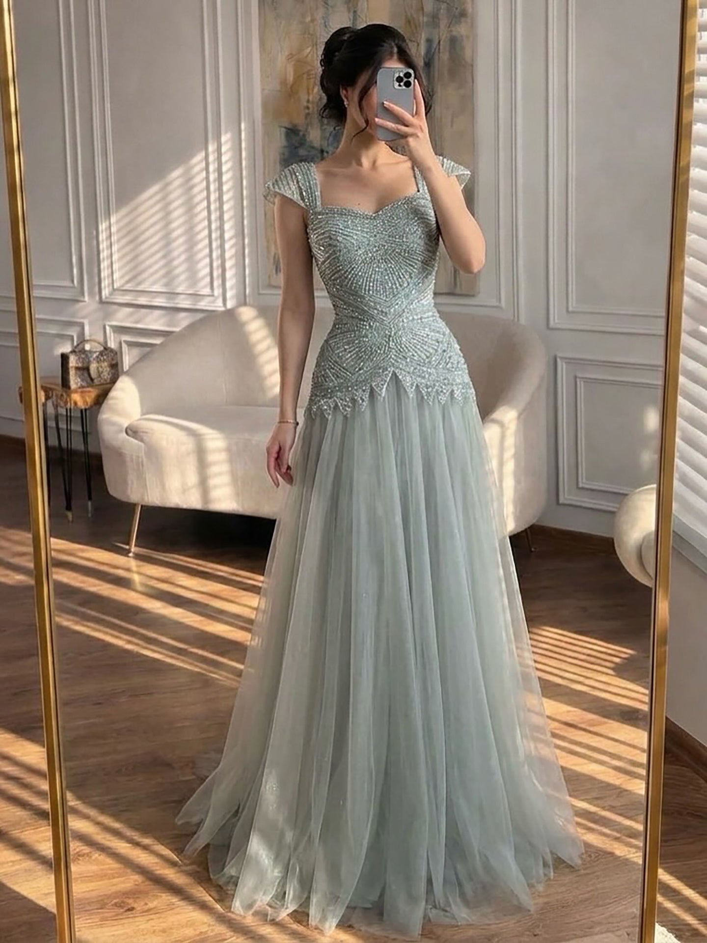 Luxury Pink Beaded Cap Sleeve Lace Up A-Line Dress LA73844