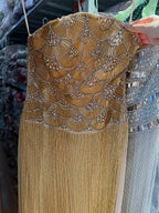 Luxury Gold Beaded Fringe Strapless Art Deco Dress LA73853