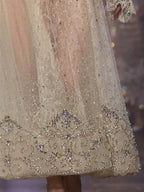 Luxury Nude High Neck Cut Out Beaded Lace A-Line Dress LA73857
