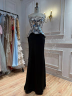 Luxury Silver Mirror Beaded Peplum Mermaid Evening Dress LA73868A