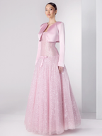 Luxury Pink Beaded Strapless A Line Evening Dress with Jacket LA73876