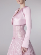 Luxury Pink Beaded Strapless A Line Evening Dress with Jacket LA73876