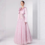 Luxury Pink Beaded Strapless A Line Evening Dress with Jacket LA73876