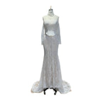 Luxury White Off the Shoulder Beaded Lace Mermaid Bridal Gown LA73878