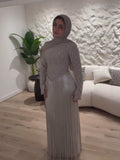 Luxury Silver High Neck Crystal Beaded Fringe Evening Dress LA73879