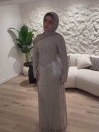 Luxury Silver High Neck Crystal Beaded Fringe Evening Dress LA73879