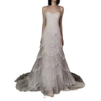 Luxury White Strapless Beaded Tiered Mermaid Wedding Dress LA73883