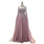 Luxury Pink High Neck Crystal Beaded A Line Evening Dress LA73885