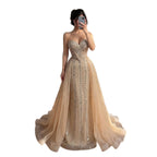 Luxury Nude Crystals Beaded Mermaid Evening Dress LA73892
