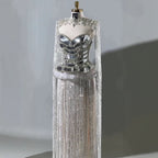 Luxury Silver High Neck Beaded Tassel Cape Evening Dress LA73896
