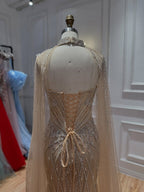 Luxury Nude Crystal Beaded Tassel Mermaid Evening Dress LA73908A